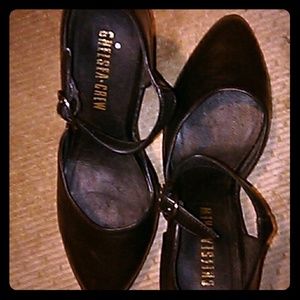 Chelsea Crew Black leather Mary Jane Block Heels